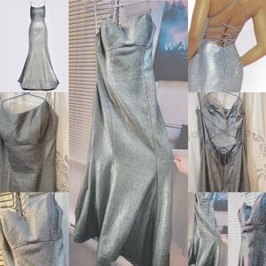 Sherri Hill Silver Evening Gown